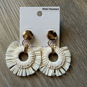 Elegant Cream and Gold Fringe Earrings